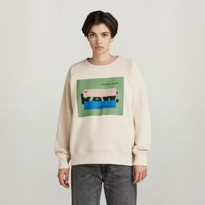 G-Star Women's Cream Sweater with Blue and Green Graphic